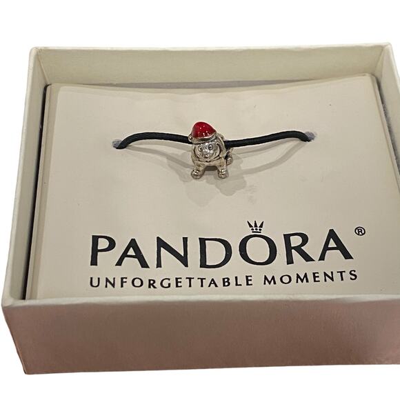 Retired Pandora Sterling Silver Red Enamel Christmas Puppy Dog Charm - Picture 7 of 13